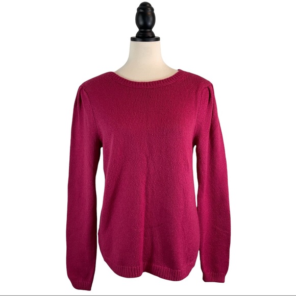 Ann Taylor Sweaters - Ann Taylor Sweater Berry Pink Puffy Shoulder, New w/ Tags, Size L